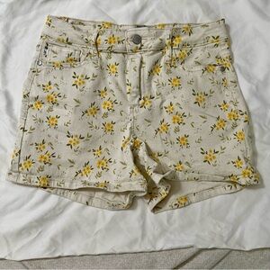Judy Blue Yellow Cream Floral Jean Shorts